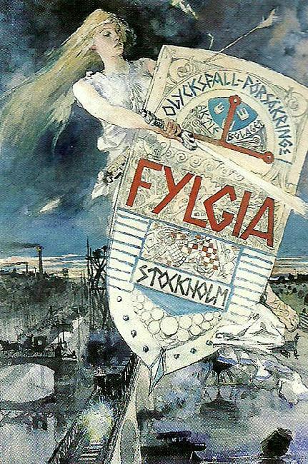 Carl Larsson affisch for forsakringsbolaget fylgia oil painting picture